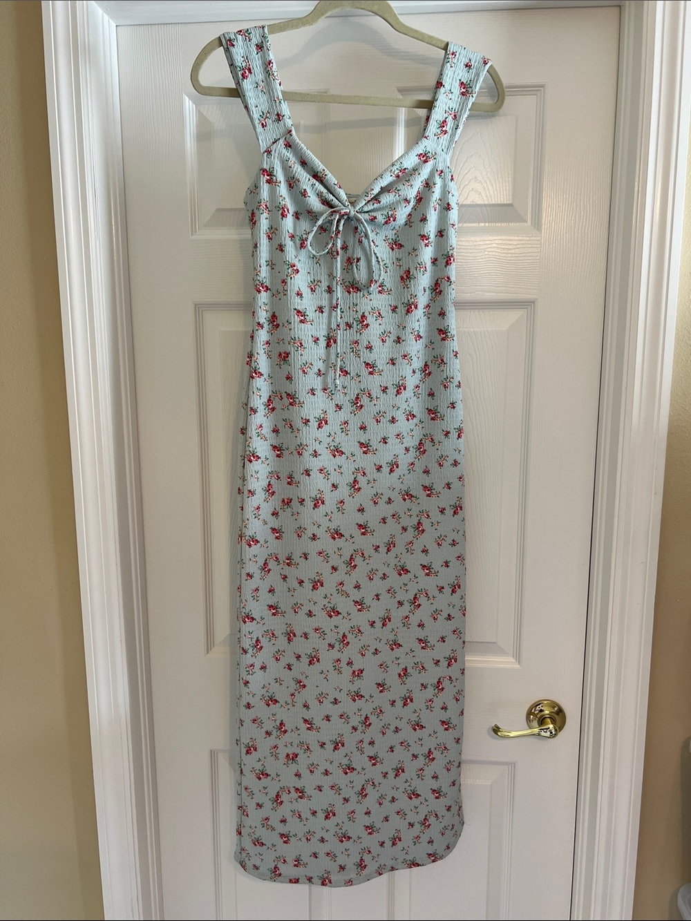 See You Monday Light Blue Floral Tie-Front Slip Dress